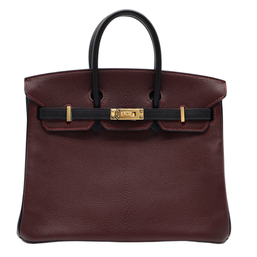 Hermes25cm Birkin HSS Bordeaux/ Black Chèvre Gold Hardware | Studio Nafay