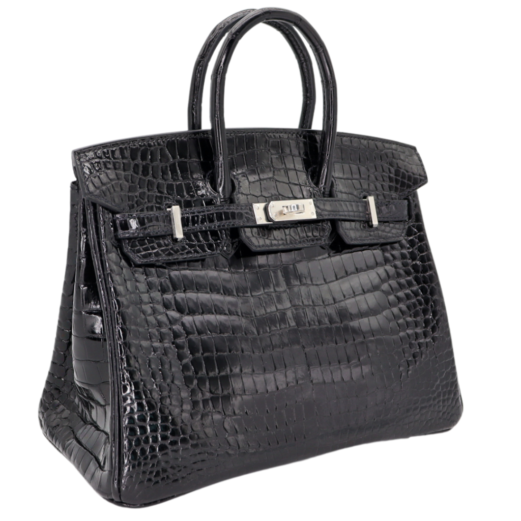 Hermes25cm Birkin Black Shiny Porosus Crocodile Palladium Hardware - Product Image 2