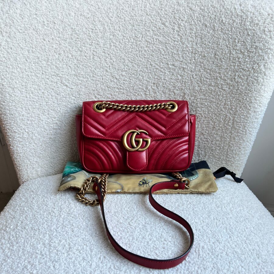 Gucci GG Hibiscus Red Marmont Mini Shoulder Bag (RRP £1,890) | Studio Nafay