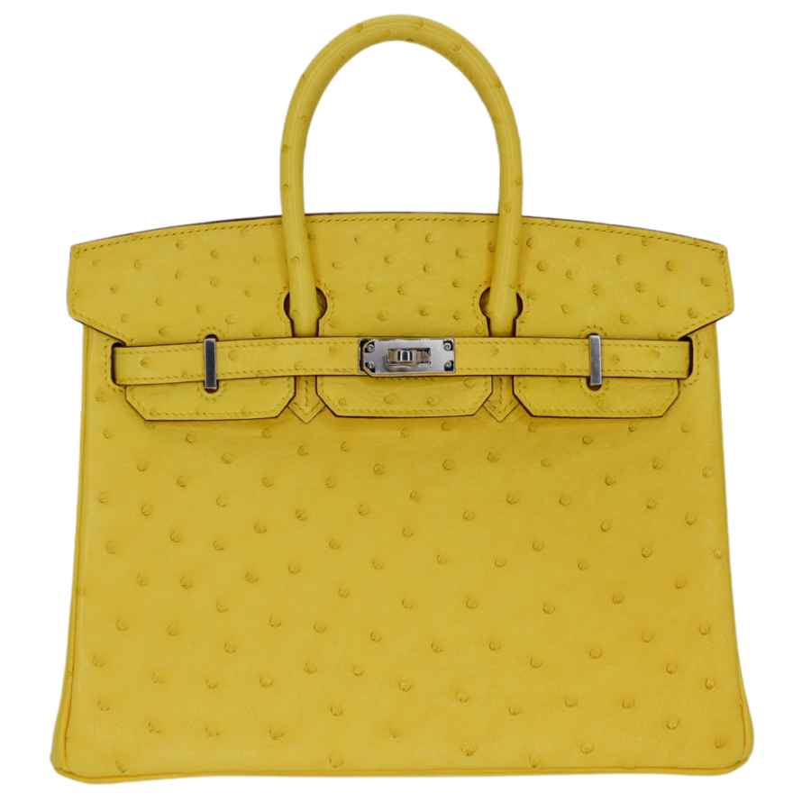 Hermes25cm Birkin Jaune Citron Ostrich Palladium Hardware | Studio Nafay