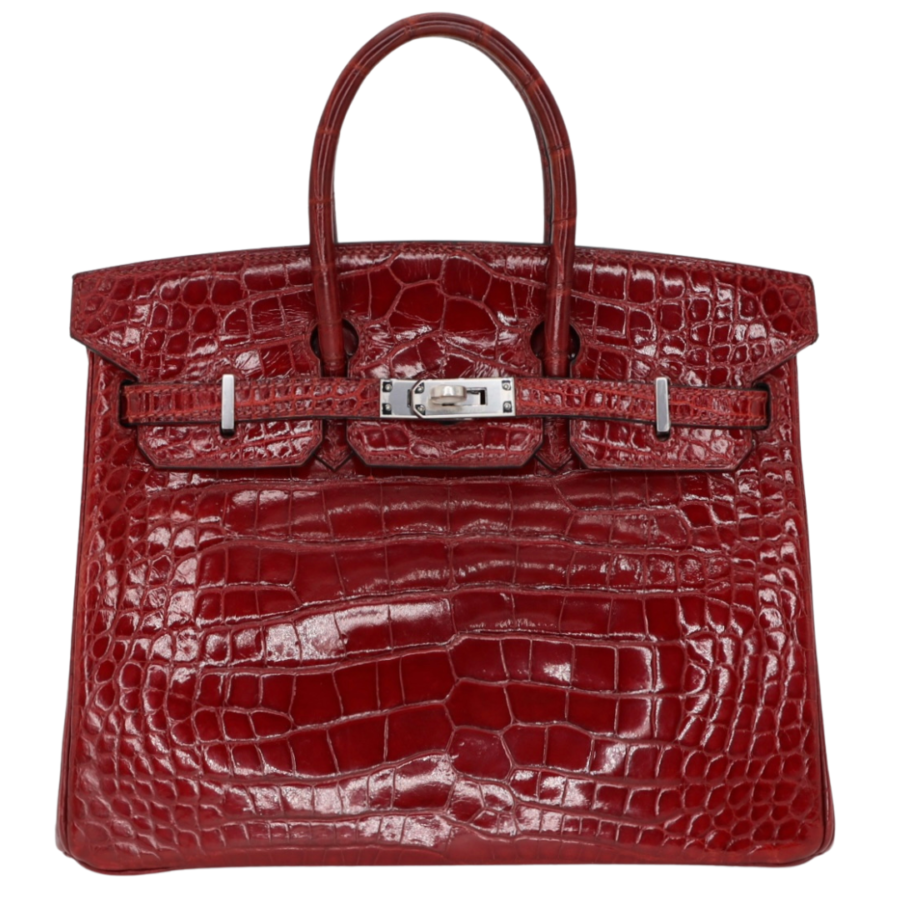 Hermes25cm Birkin Rouge H Shiny Alligator Palladium Hardware | Studio Nafay