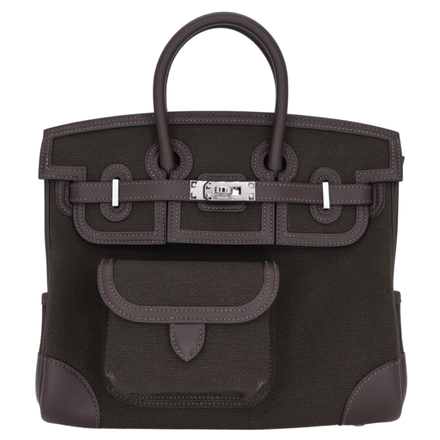 Hermes25cm Birkin Cargo Bronze/ Ebene Canvas/ Swift Leather Palladium Hardware | Studio Nafay