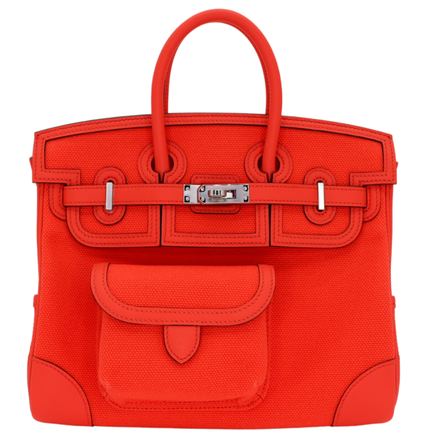 Hermes25cm Birkin Cargo Orange Field Toile/ Swift Leather Palladium Hardware | Studio Nafay