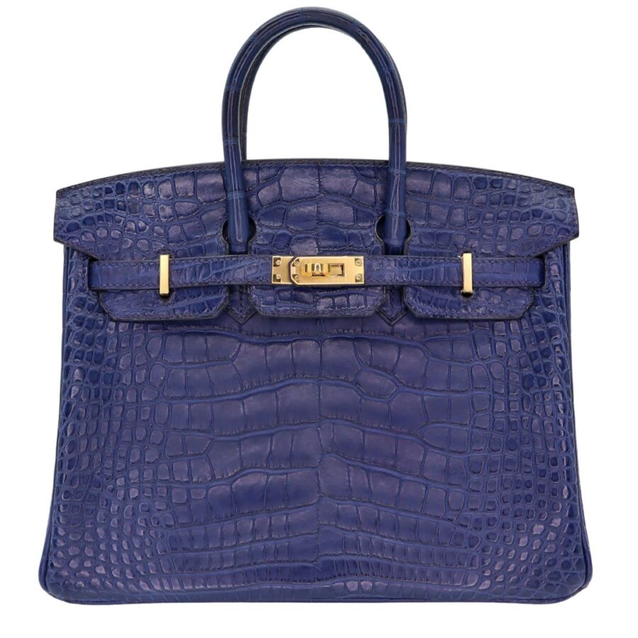 Hermes25cm Birkin Bleu Saphir Matte Alligator Gold Hardware | Studio Nafay