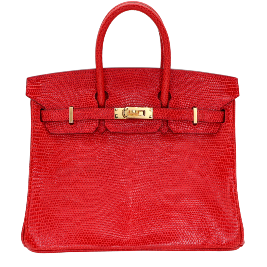 Hermes25cm Birkin Rouge Exotic Lizard Gold Hardware | Studio Nafay