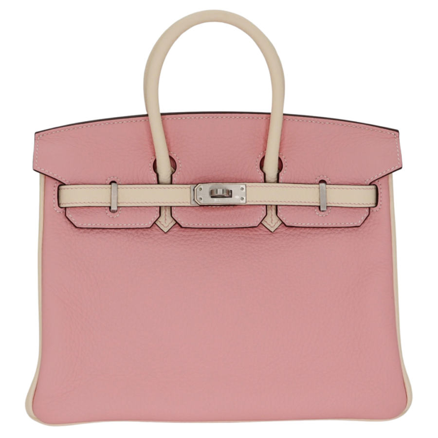 Hermes25cm Birkin HSS Rose Sakura/ Nata Clemence Leather Brushed Palladium Hardware | Studio Nafay