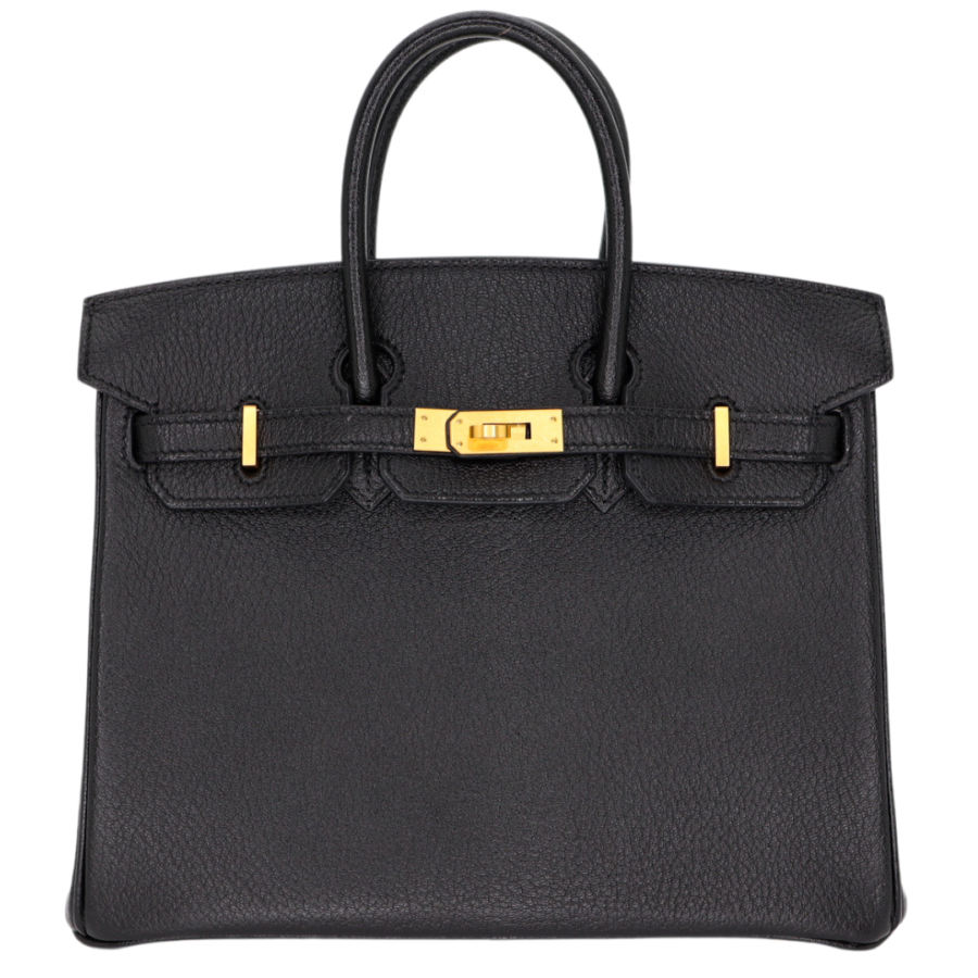 Hermes25cm Birkin HSS Black/ Rouge Chèvre Leather Brushed Gold Hardware | Studio Nafay