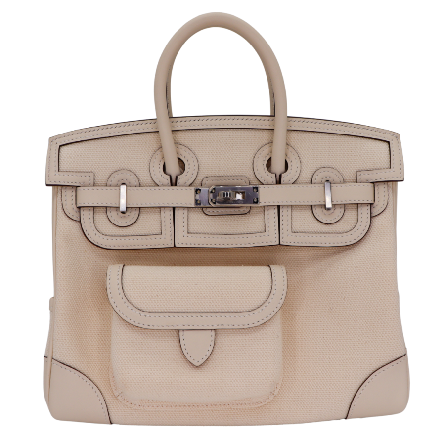 Hermes25cm Birkin Cargo Nata Canvas/ Swift Leather Palladium Hardware | Studio Nafay