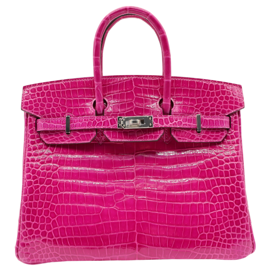 Hermes25cm Birkin Rose Scheherazade Shiny Porosus Crocodile Palladium Hardware | Studio Nafay