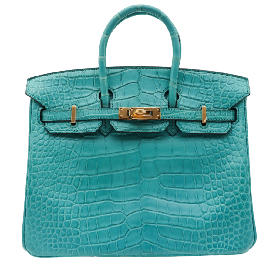 Hermes25cm Birkin Bleu Paon Matte Alligator Gold Hardware | Studio Nafay