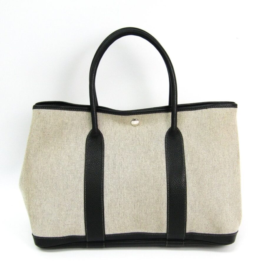 Luxury Hermes Natural/Black Canvas Garden Party 36 Tote ( ) | Studio Nafay