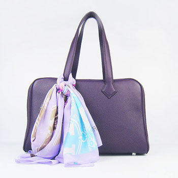 Luxury Hermes Togo leather handbag purple