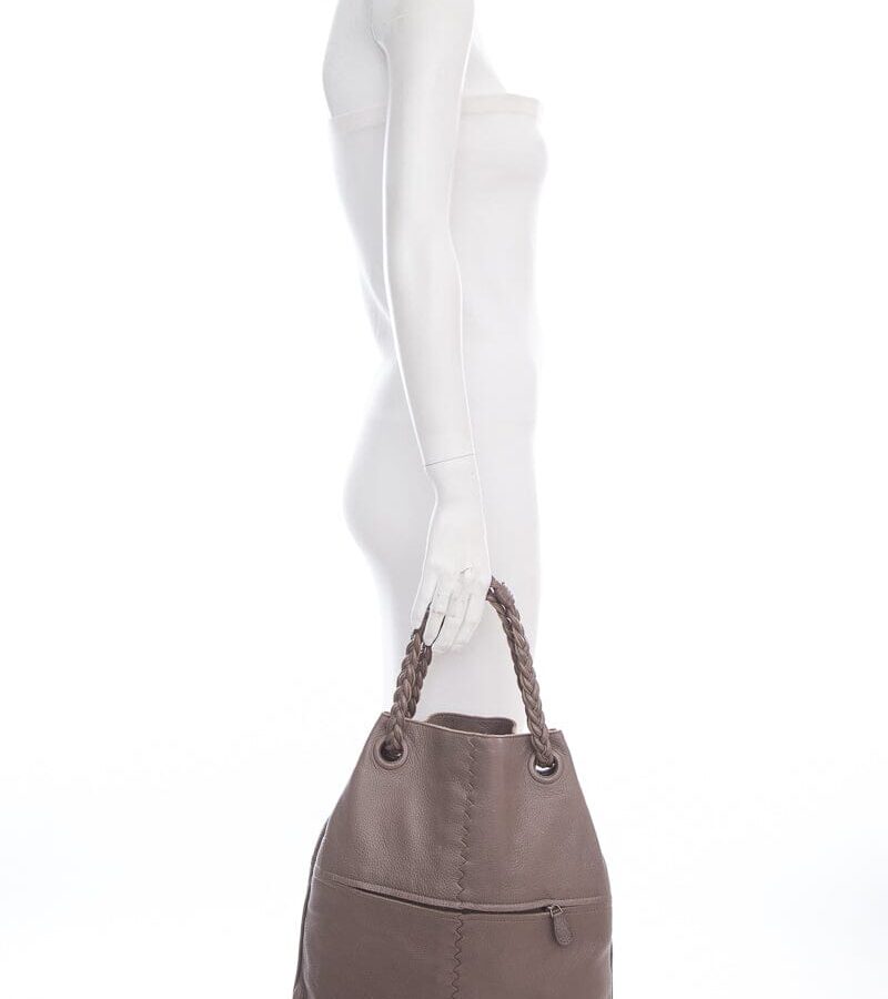 Bottega Veneta Grey Leather Tote Handbag | Studio Nafay