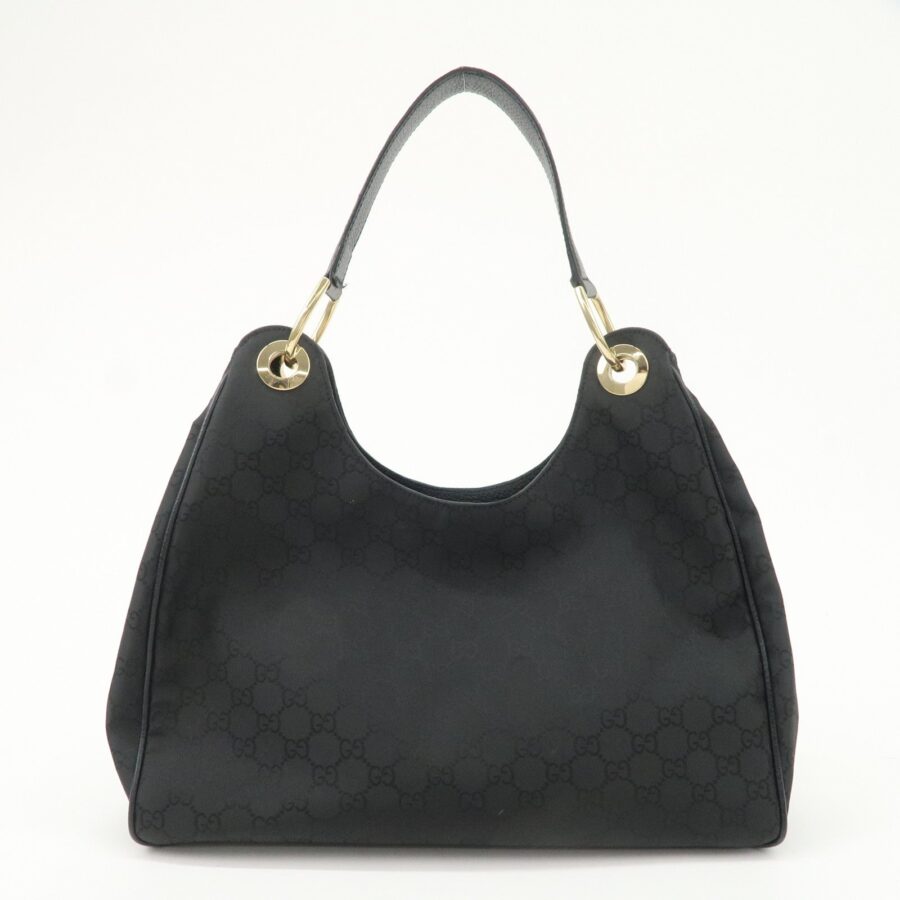 GUCCI GG Nylon Leather Shoulder Bag Hand Bag Black 257268 | Studio Nafay