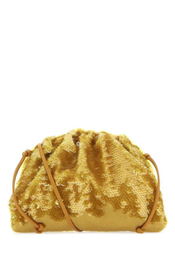 Bottega Veneta Woman Ochre Sequins Mini Pouch Clutch | Studio Nafay