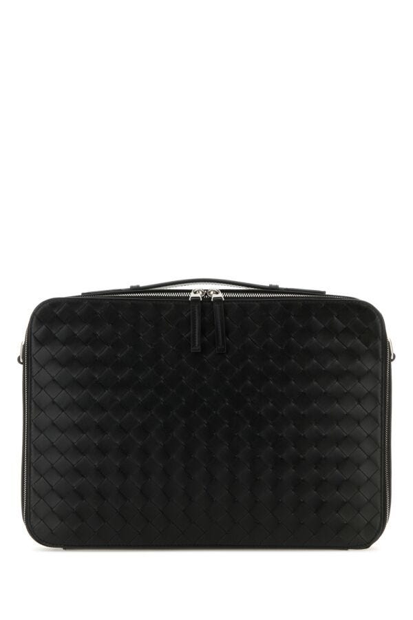 Bottega Veneta Man Black Leather Getaway Briefcase | Studio Nafay