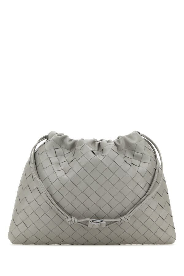 Bottega Veneta Woman Light Grey Leather Medium Clutch | Studio Nafay