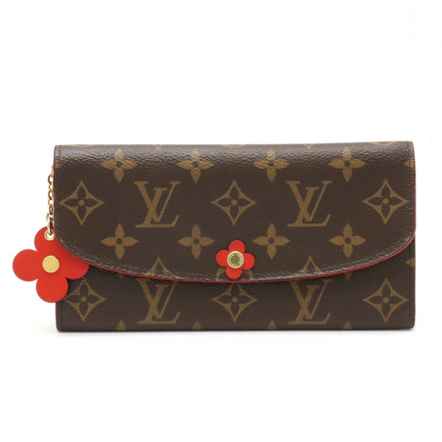 LOUIS VUITTON Monogram Portefeuille Emily Flower Motif Bifold Long Wallet Poppy Red | Studio Nafay