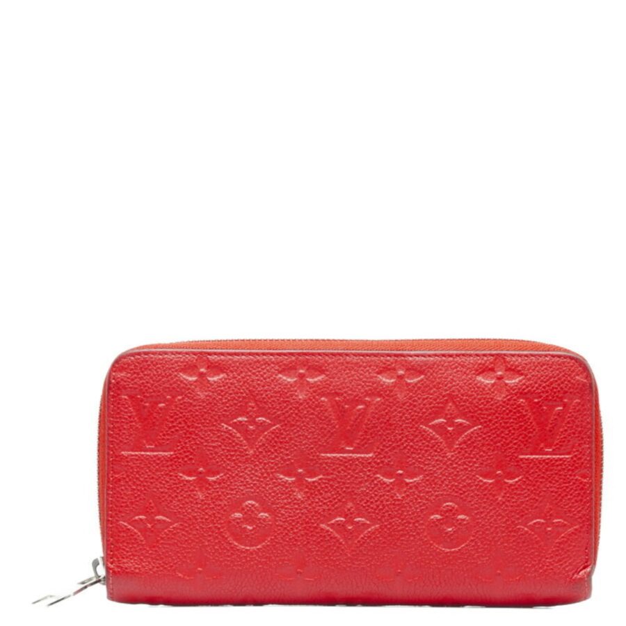 LOUIS VUITTON Monogram Implant Zippy Long Wallet Cerise Red Calf Leather Women's | Studio Nafay