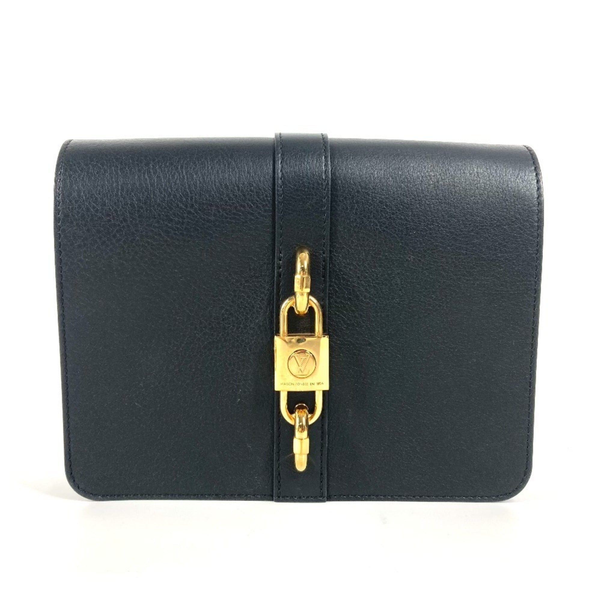 Louis Vuitton Black Gold Noir Leather Clutch Bag Shoulder Bag ( )