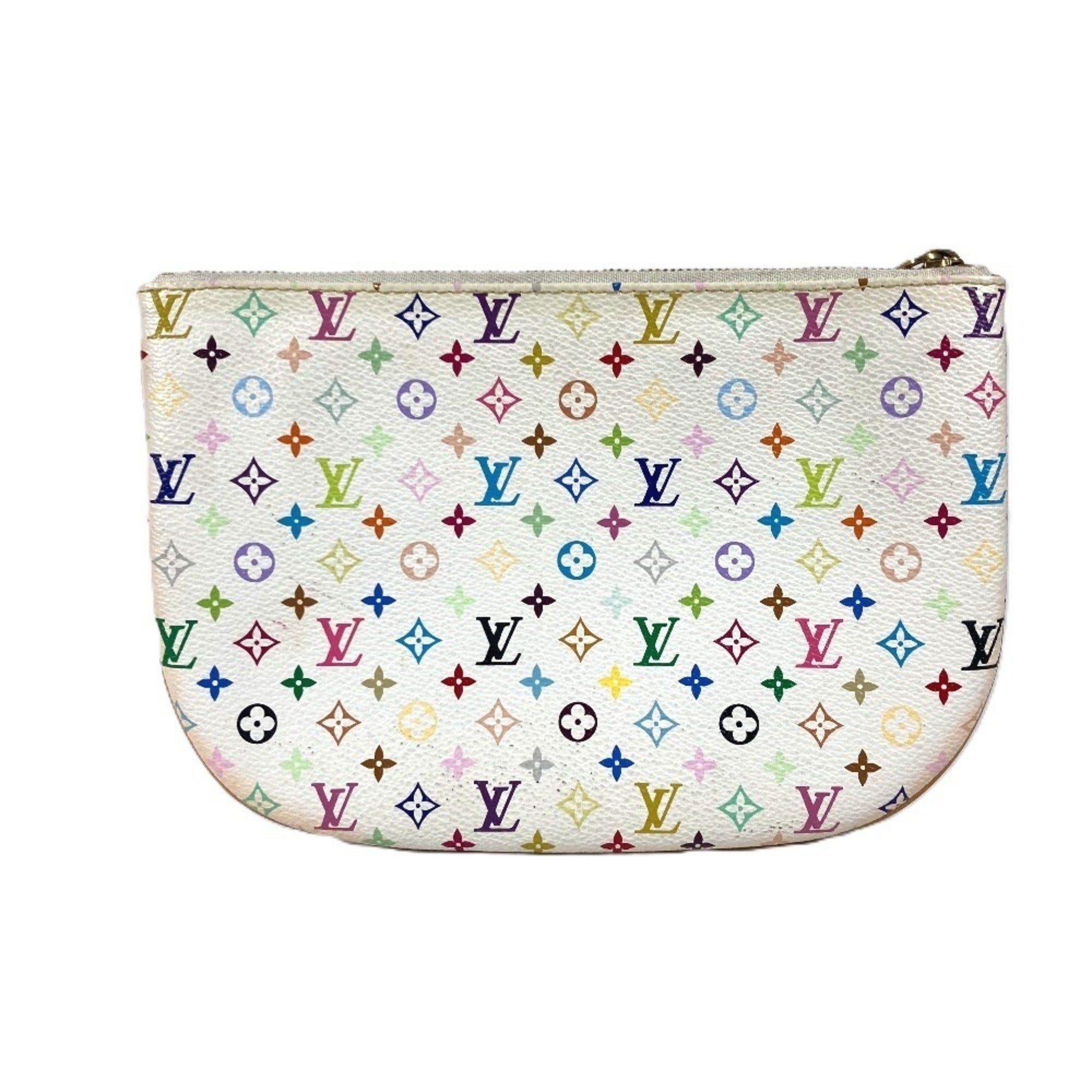 Louis Vuitton Blanc Multi-Color White Monogram Multicolore Clutch Bag Pochette Pouch ( )