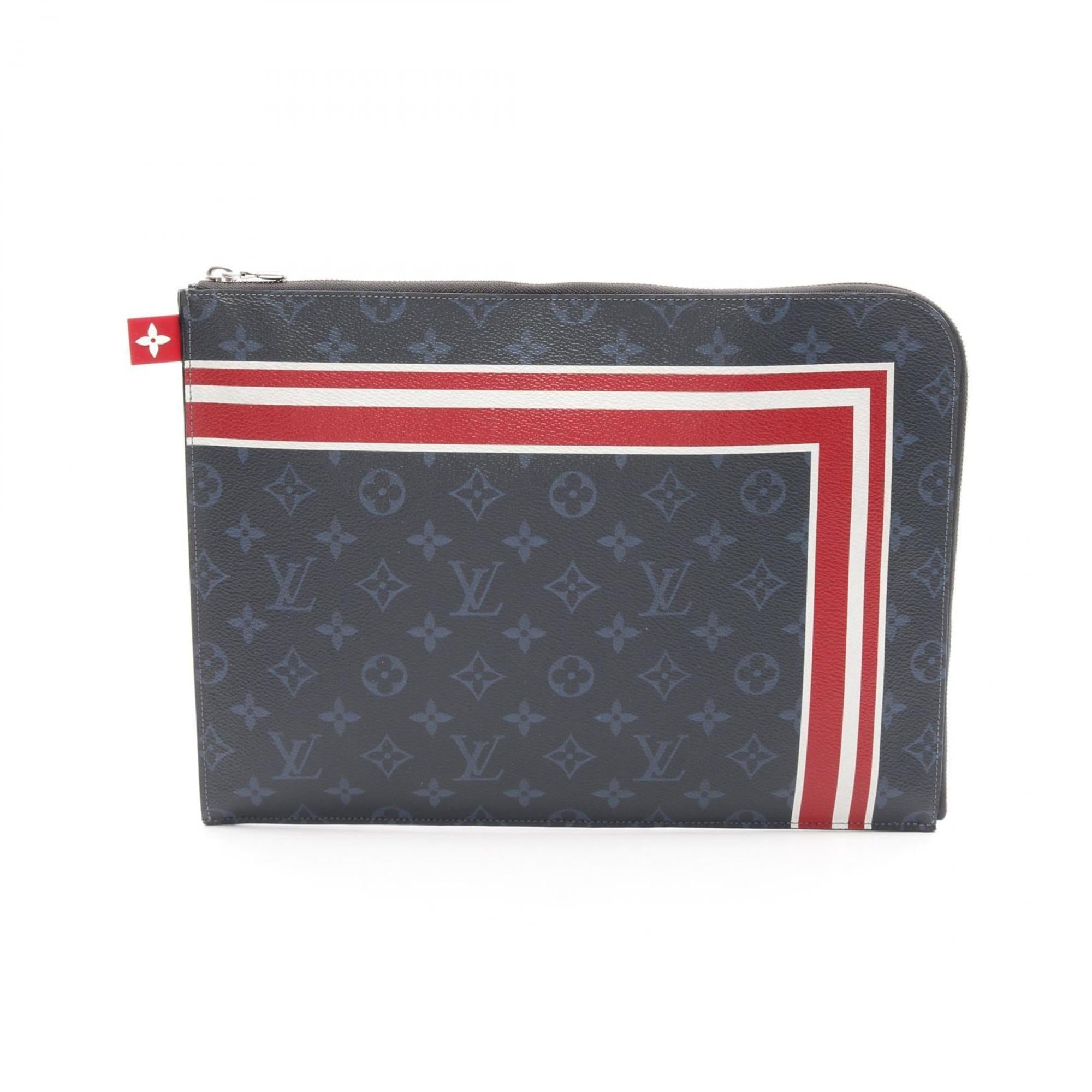 Louis Vuitton Monogram Cobalt Multi-Color Navy Coated Canvas Clutch Bag ( )