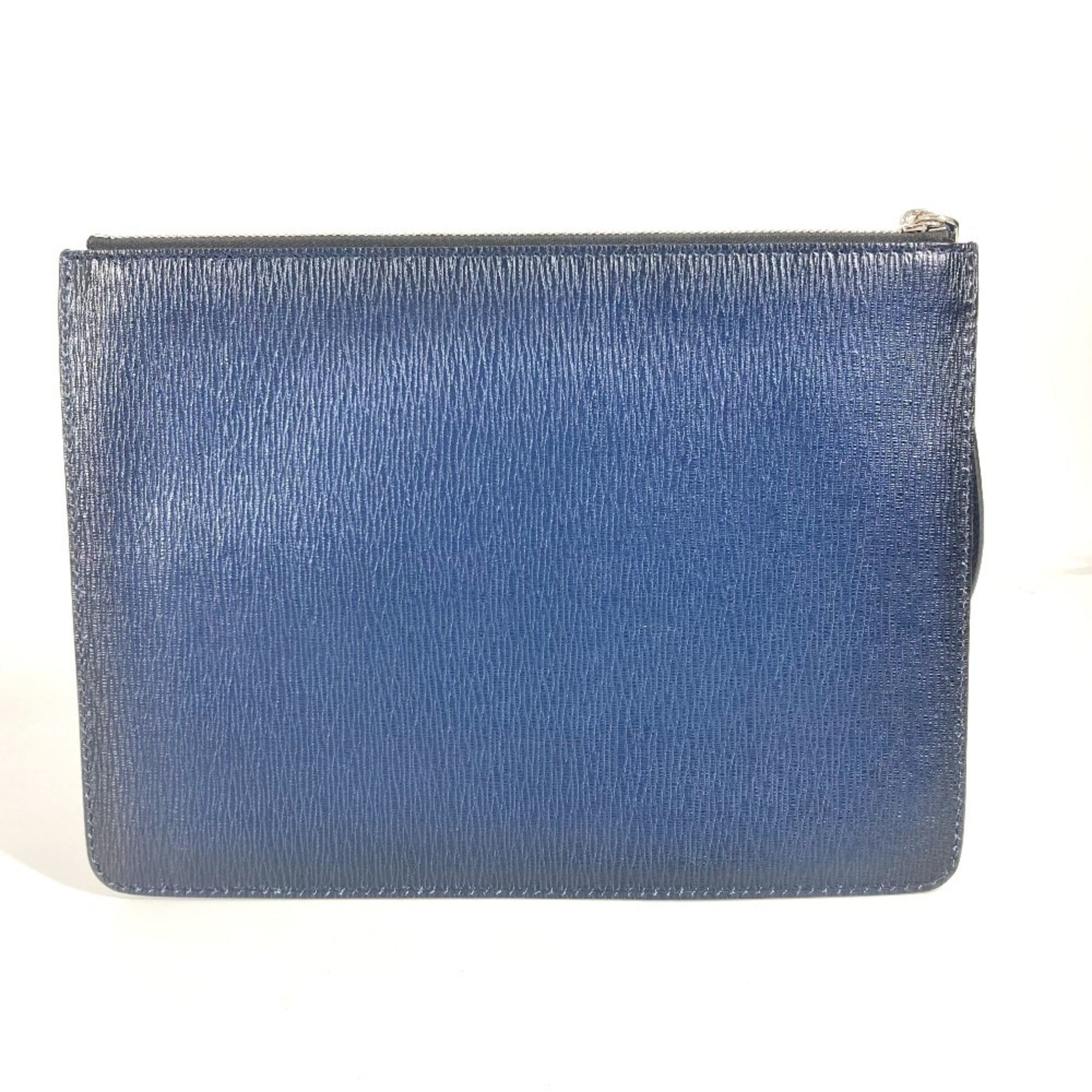 Salvatore Ferragamo Navy Leather Clutch Bag Pouch ( )