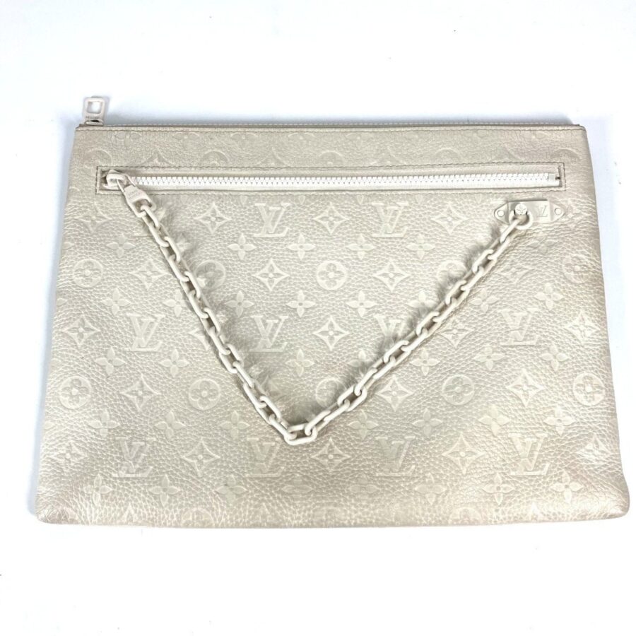 Louis Vuitton White Leather Clutch Bag Pochette Pouch ( ) | Studio Nafay