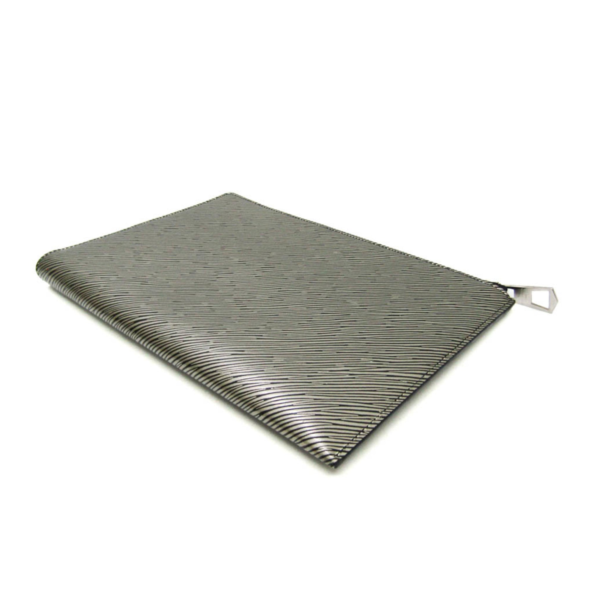 Louis Vuitton Epi Metallic Silver Noir Epi Leather Clutch Bag ( )