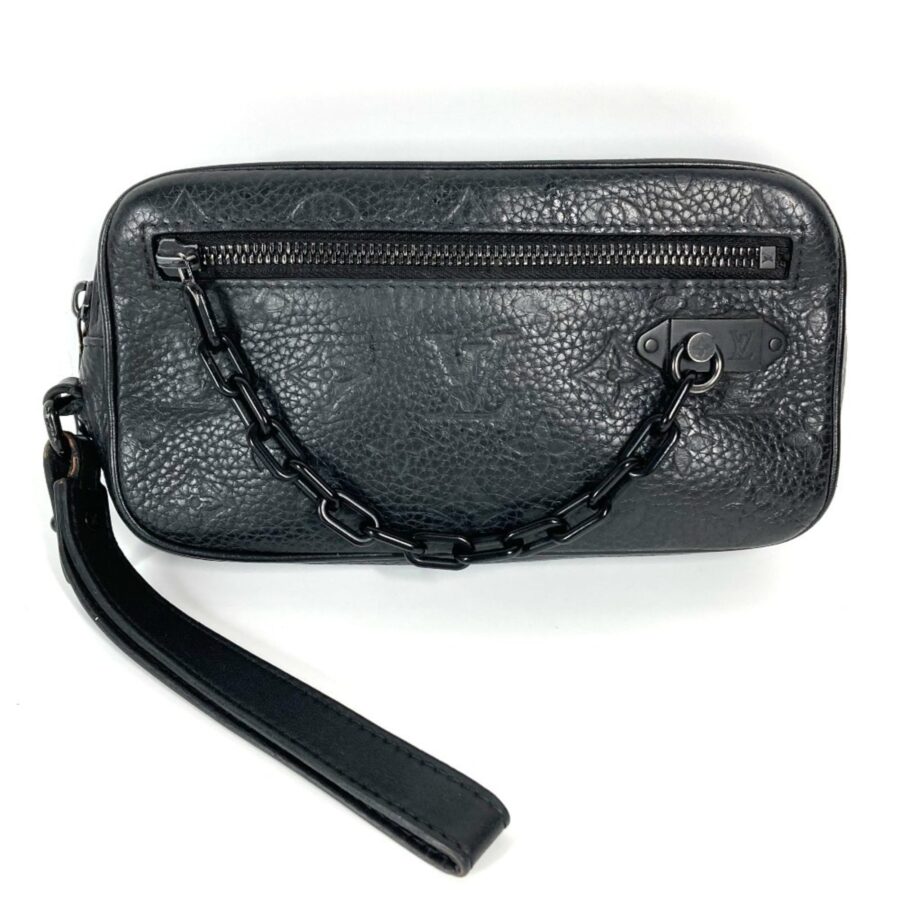 Louis Vuitton Black Noir Leather Clutch Bag Pouch ( ) | Studio Nafay
