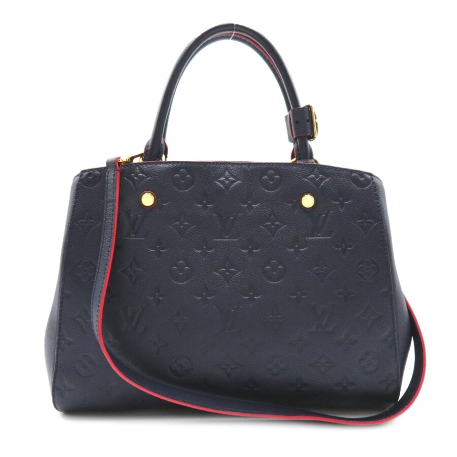 LOUIS VUITTON Montaigne MM Navy Red MarineRouge Monogram empreinte leather | Studio Nafay