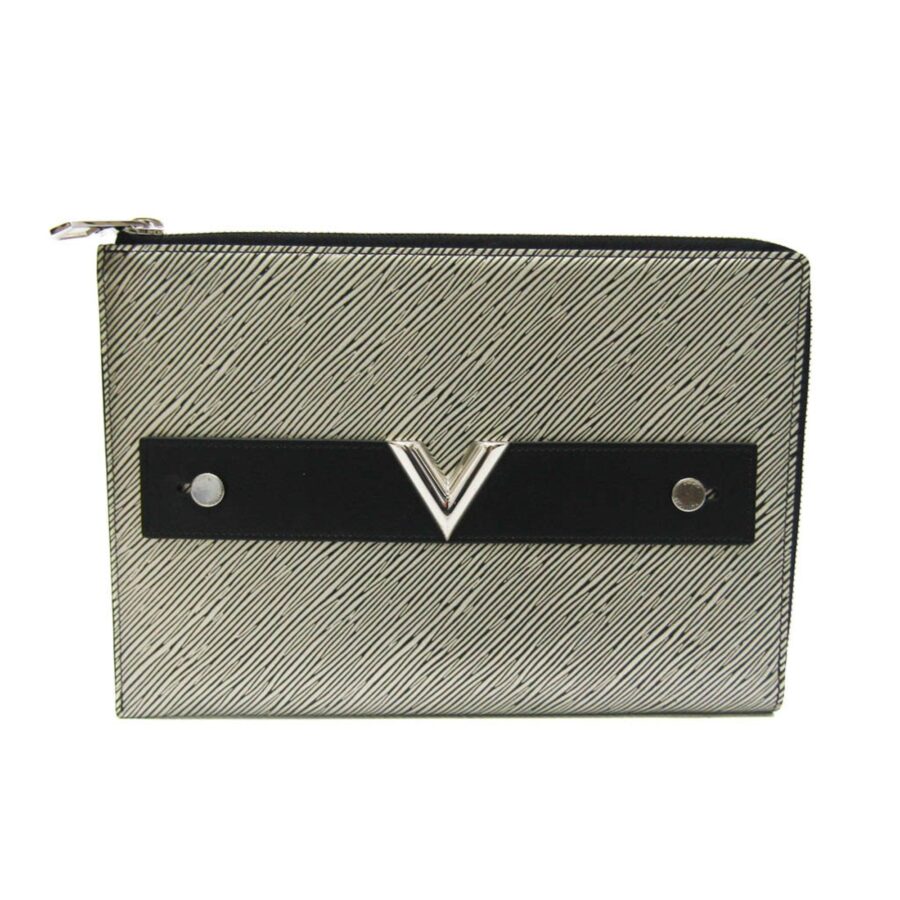 Louis Vuitton Epi Metallic Silver Noir Epi Leather Clutch Bag ( ) | Studio Nafay