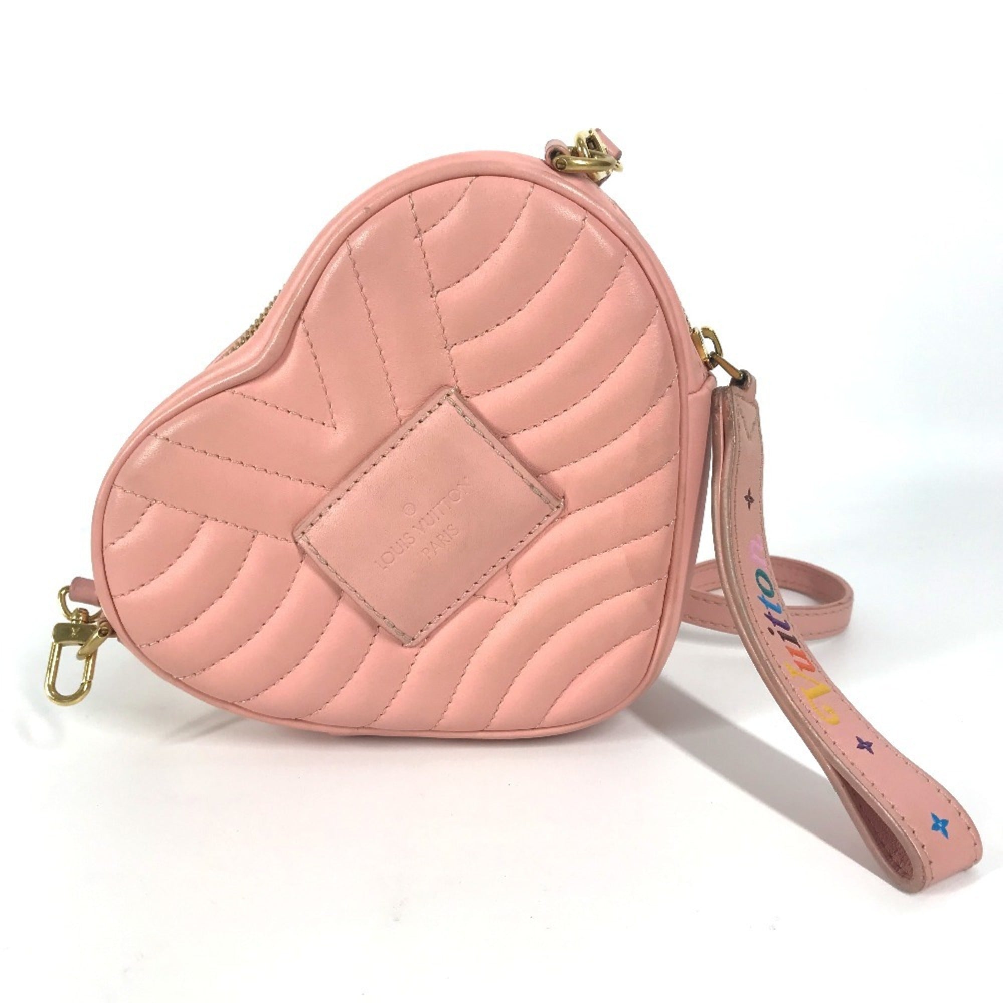 Louis Vuitton Pink Leather Clutch Bag Pochette Shoulder Bag ( )