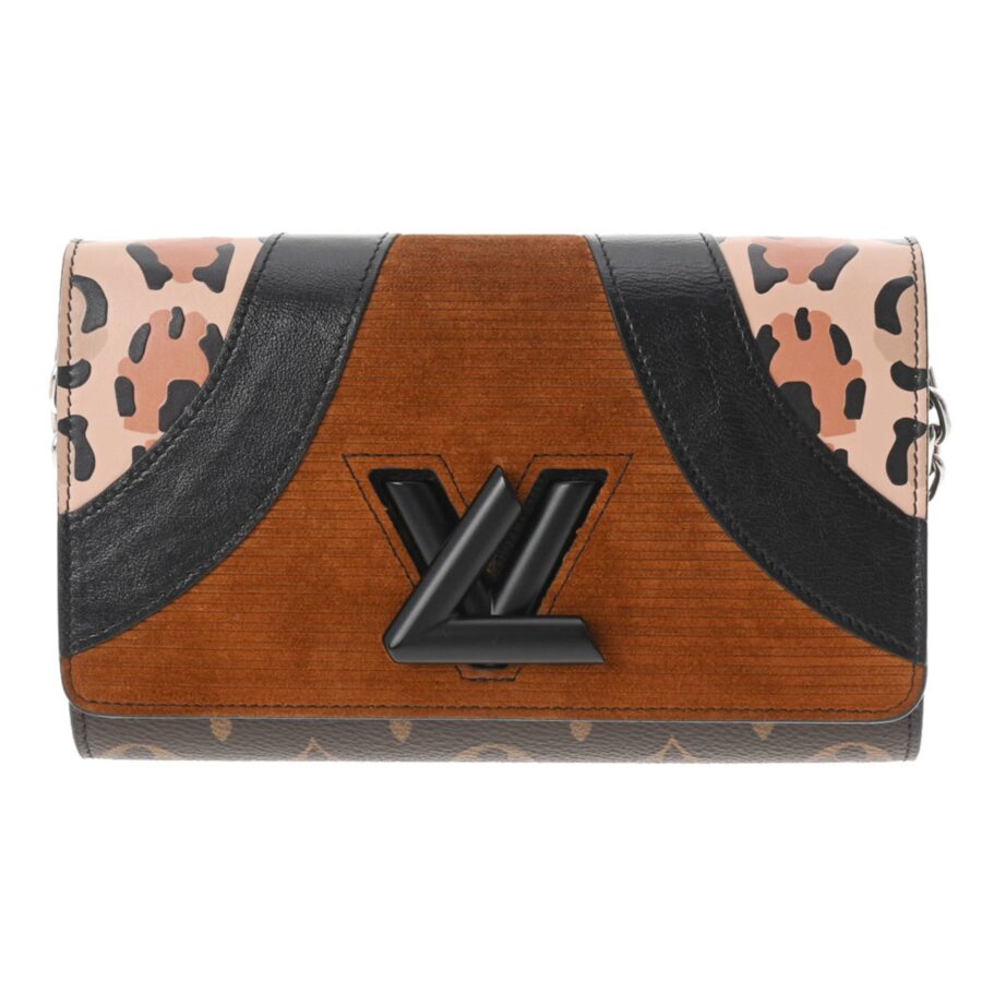 LOUIS VUITTON Monogram Portefeuille Twist Chain Leopard Brown Ladies Leather | Studio Nafay