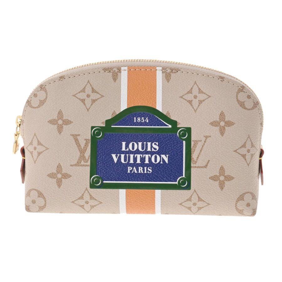 LOUIS VUITTON Monogram Pochette Tick Print Beige Unisex Canvas Pouch | Studio Nafay