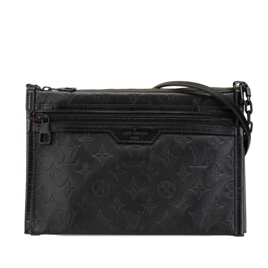 Louis Vuitton Black Khaki Leather Clutch Bag Pouch Shoulder Bag ( ) | Studio Nafay