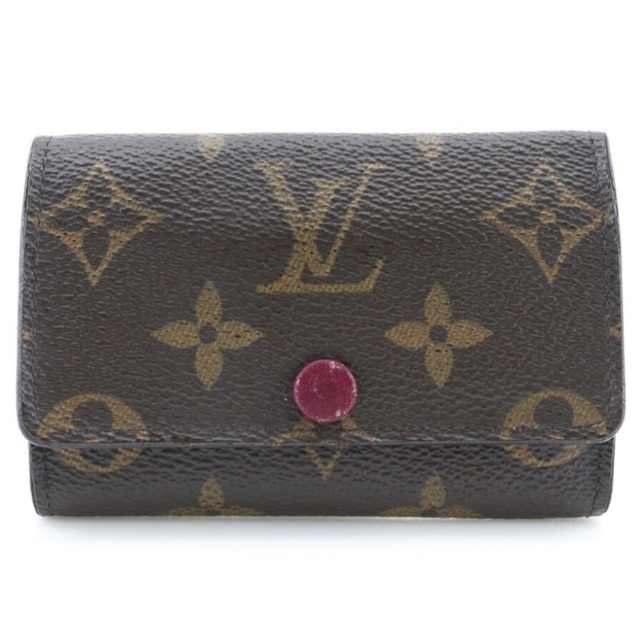 LOUIS VUITTON Multicles6 Key Case Monogram Canvas Fuchsia Made in France Brown Snap Button Women's | Studio Nafay