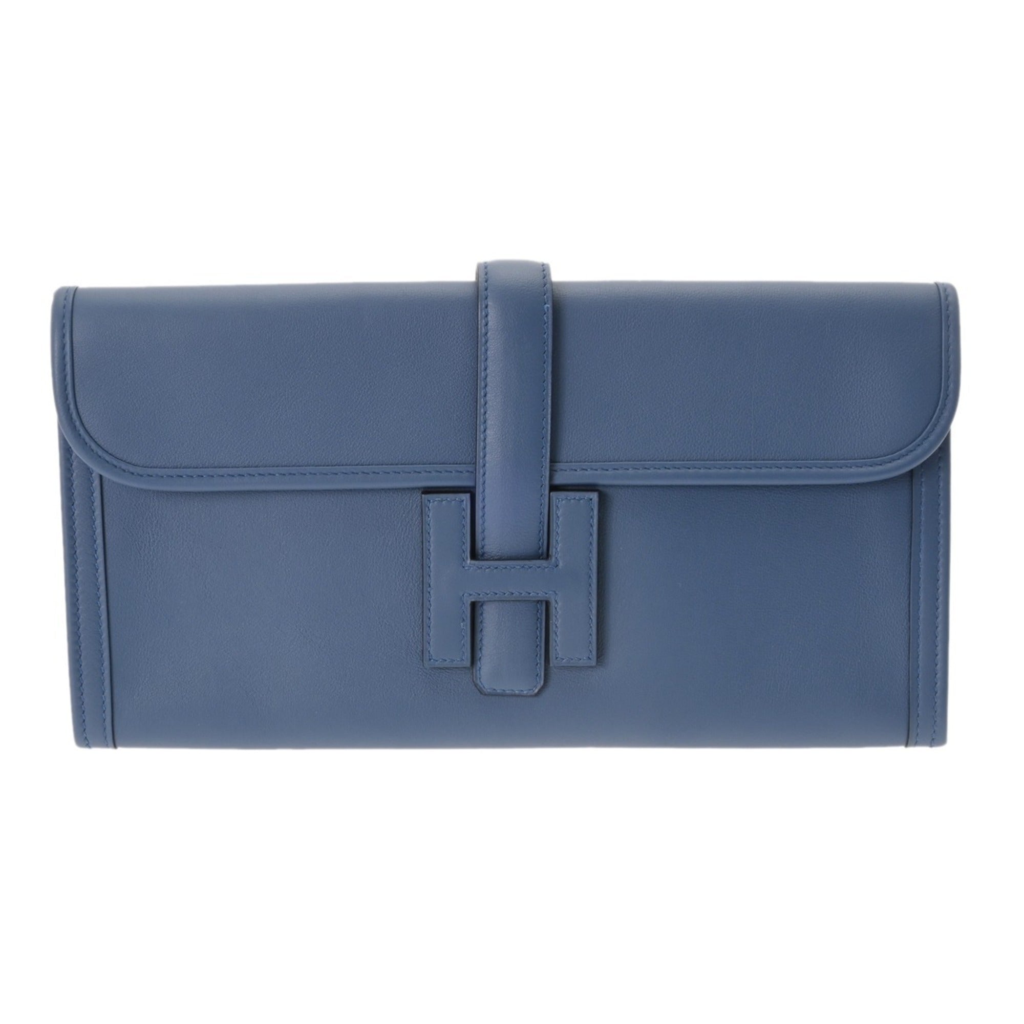 Hermes Blue Agate Swift Leather Clutch Bag ( )