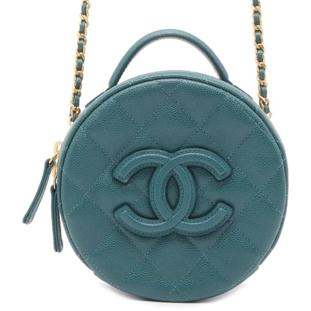 Chanel Chain Shoulder Bag Coco Mark Matelasse Small Vanity Caviar Skin | Studio Nafay