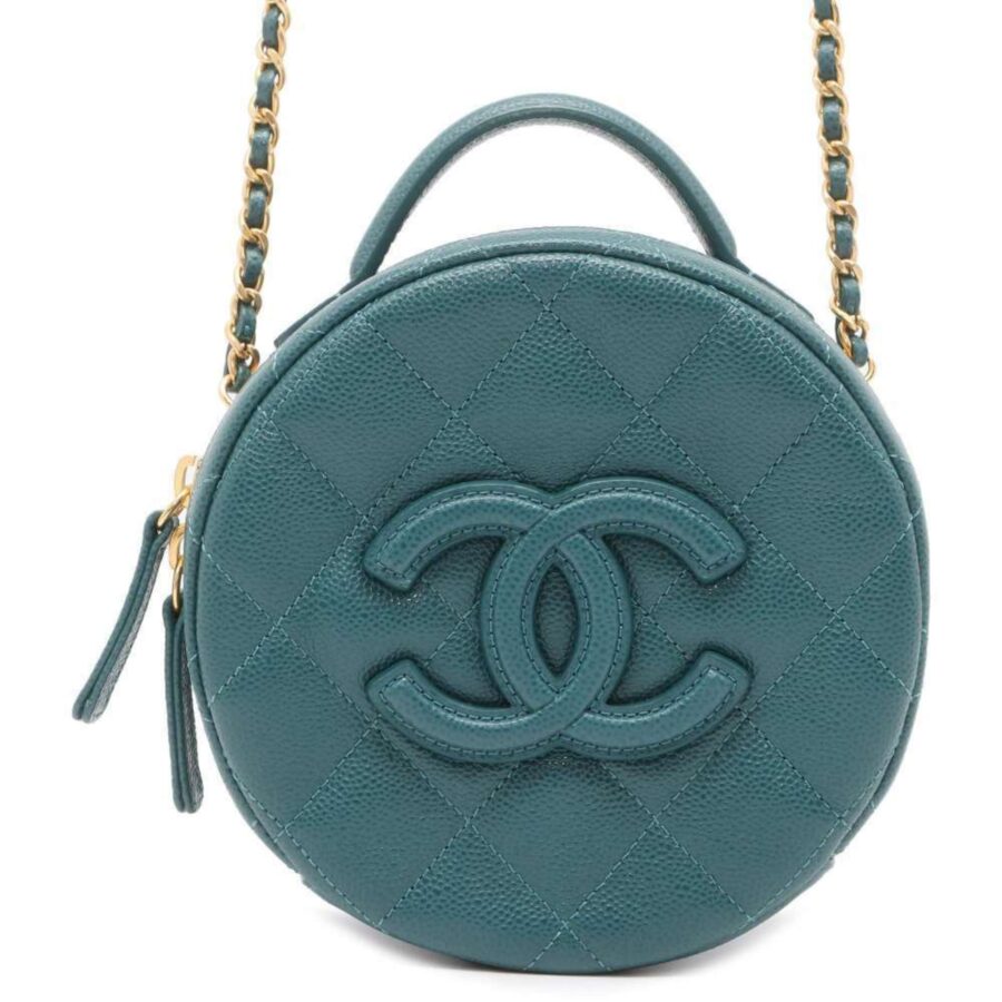 Chanel Chain Shoulder Bag Coco Mark Matelasse Small Vanity Caviar Skin | Studio Nafay