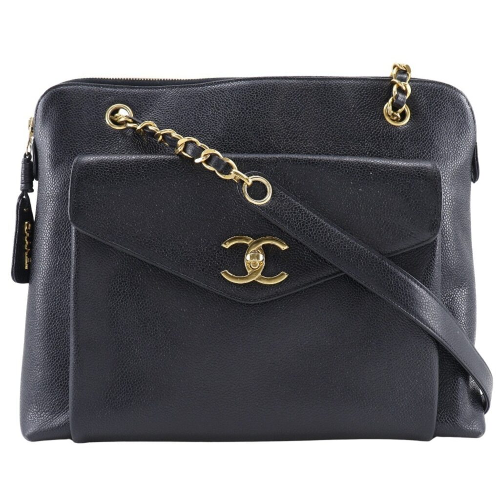 CHANEL Chain Tote Shoulder Bag Caviar Skin Black Women's | Studio Nafay