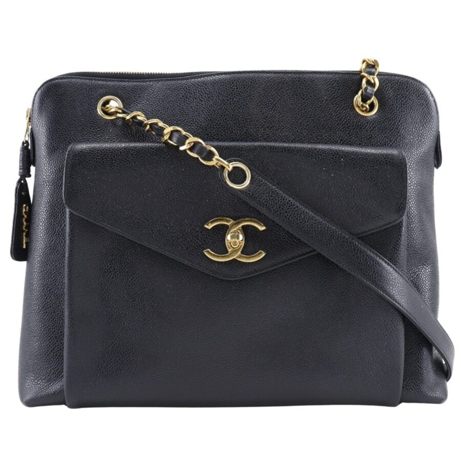 CHANEL Chain Tote Shoulder Bag Caviar Skin Black Women's | Studio Nafay