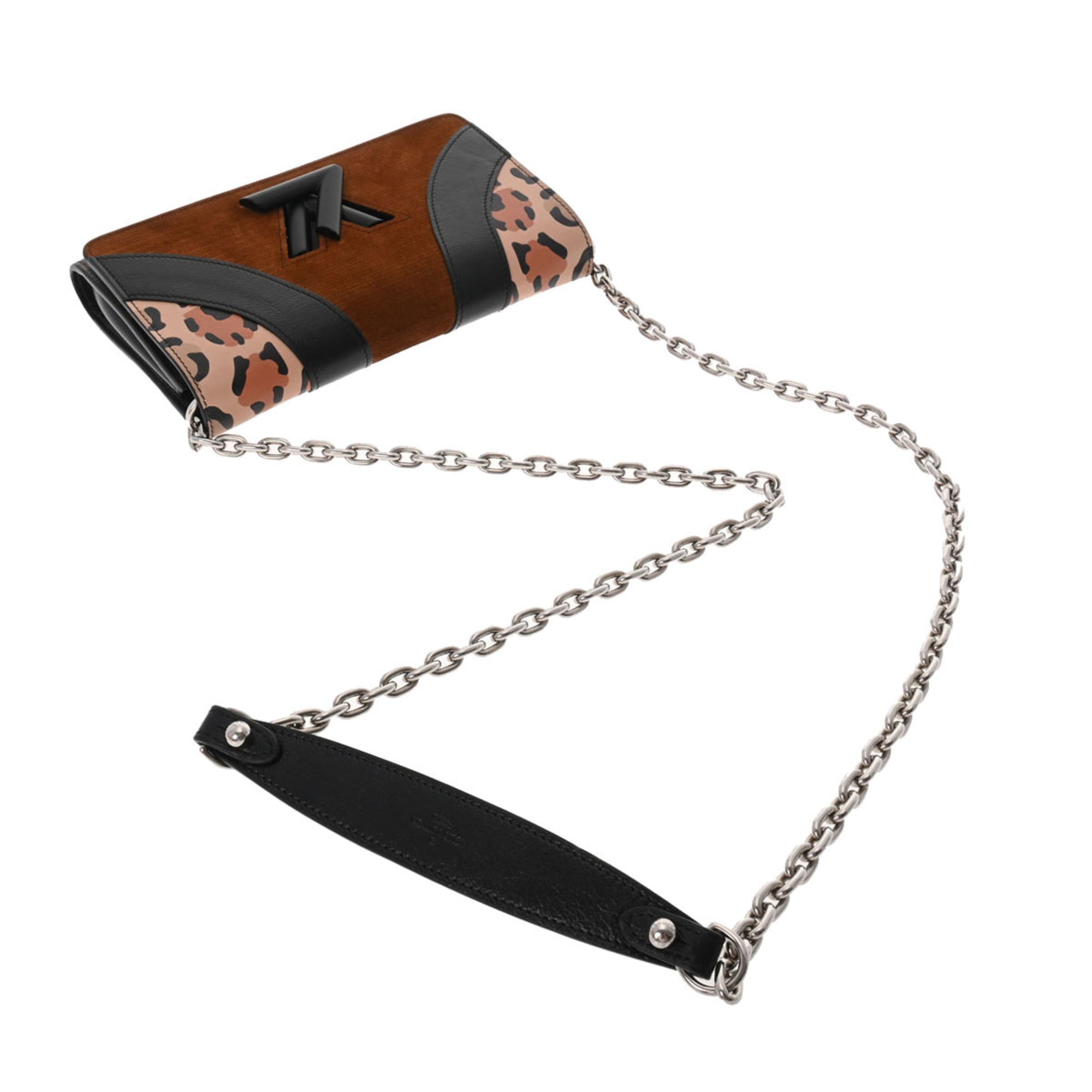 LOUIS VUITTON Monogram Portefeuille Twist Chain Leopard Brown Ladies Leather