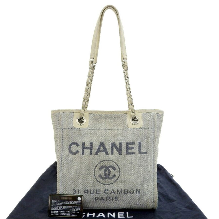 Chanel CHANEL Deauville Tote PM Seal 19th Series Coco Mark Bag Canvas Light Blue | Studio Nafay