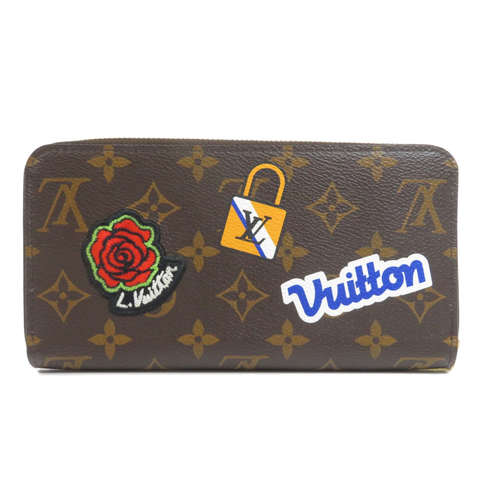 Louis Vuitton Zippy Wallet Patches Stories Bi-Fold Long Monogram Canvas Ladies
