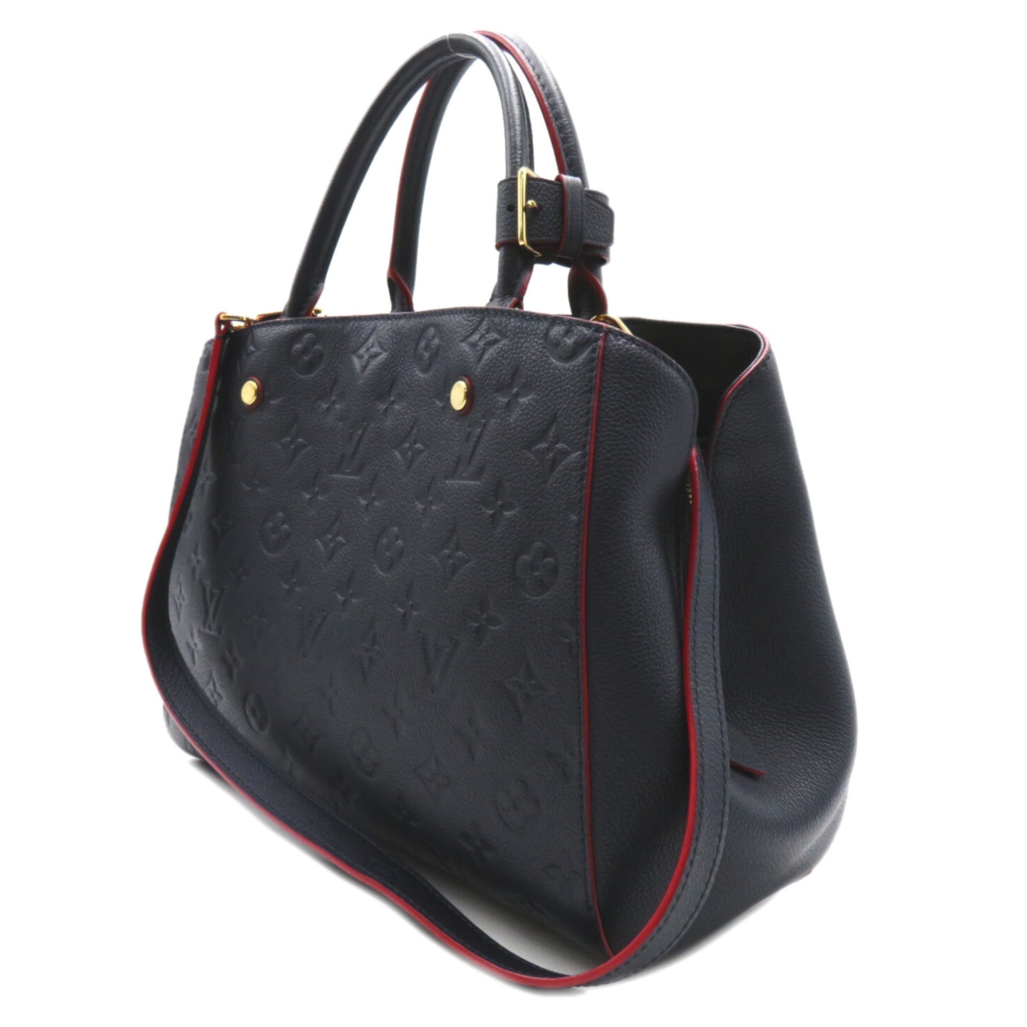 LOUIS VUITTON Montaigne MM Navy Red MarineRouge Monogram empreinte leather