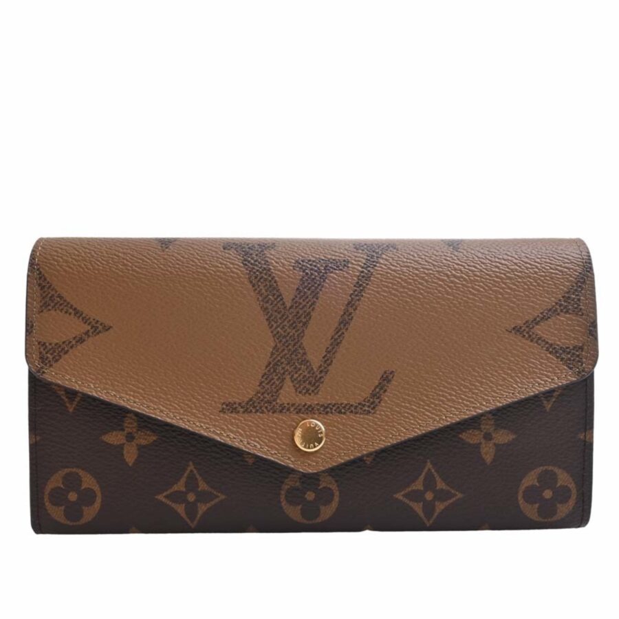 LOUIS VUITTON Monogram Giant Reverse Portefeuille Sarah Long Wallet Brown Women's | Studio Nafay
