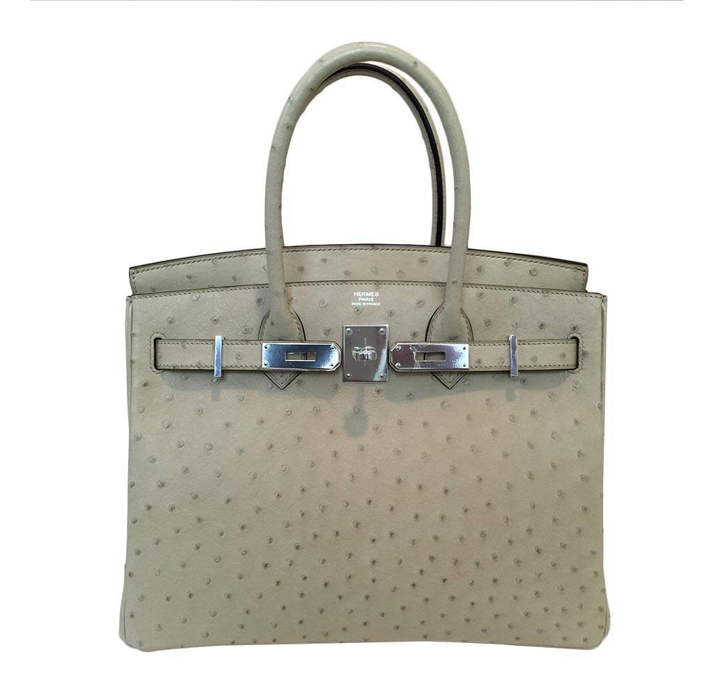 HermesBirkin 30 Ostrich Parchemin Bag