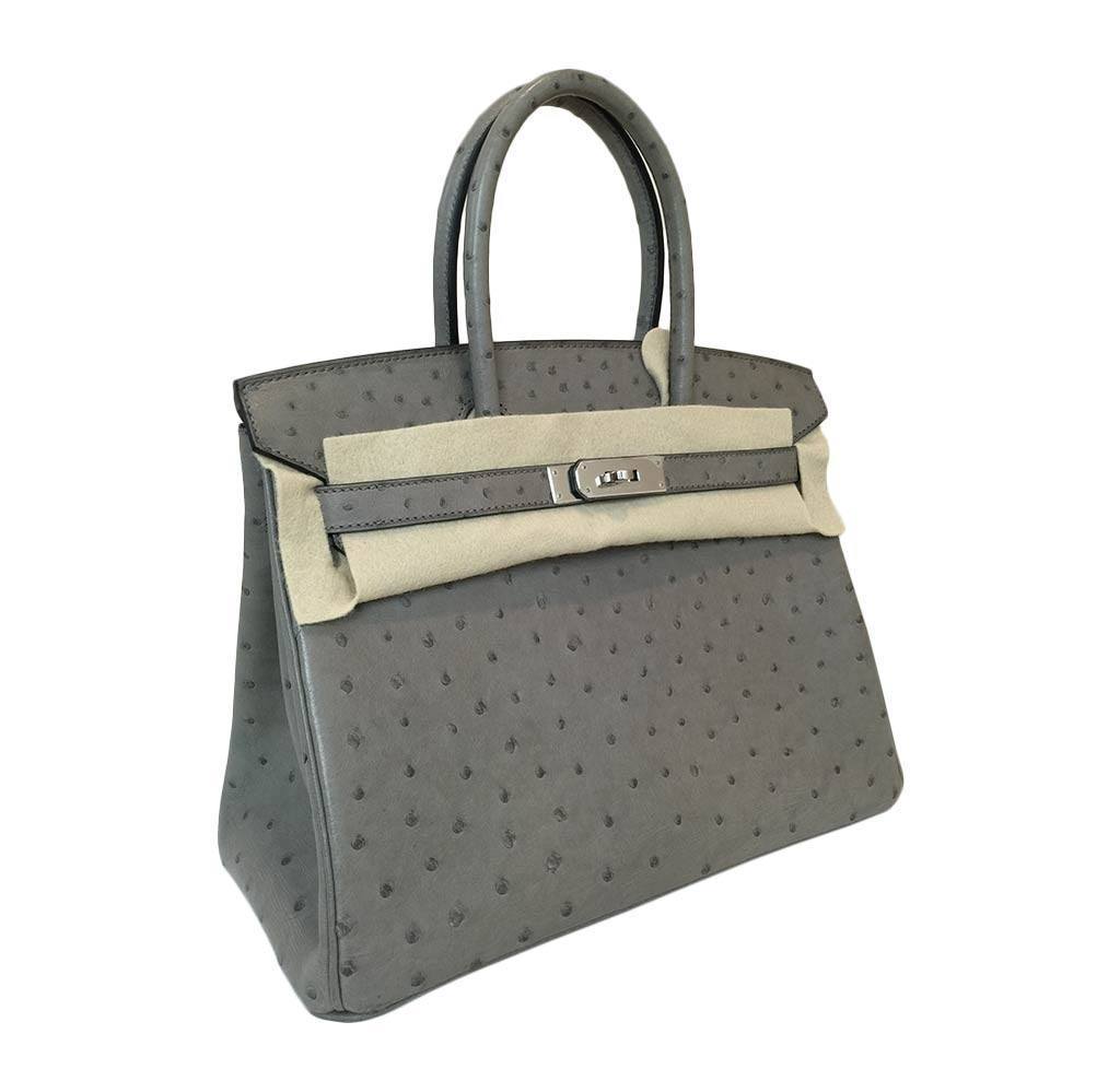 HermesBirkin 30 Ostrich Gris Tourterelle Bag