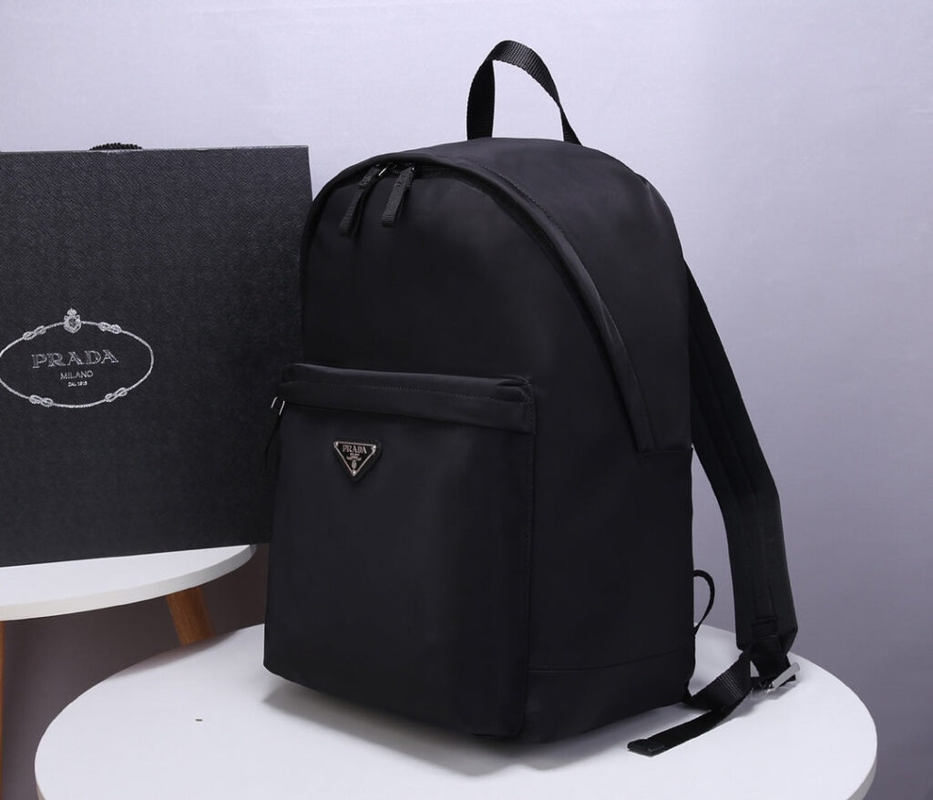 PRA BACKPACK 39 IN BLACK RE-NYLON AND SAFFIANO LEATHER - Product Image 2